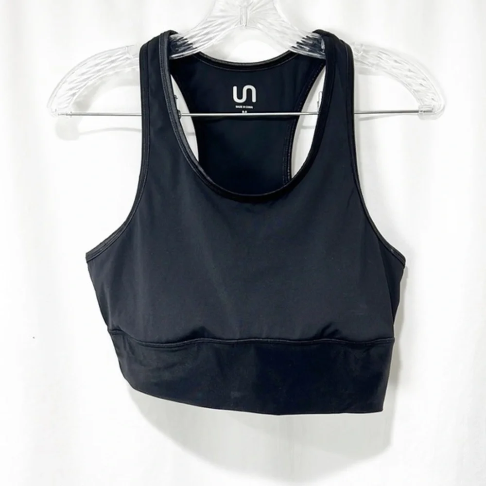 Urban Savage Stash Bra Pocket Sports Bra w Satin Trim in Black Medium